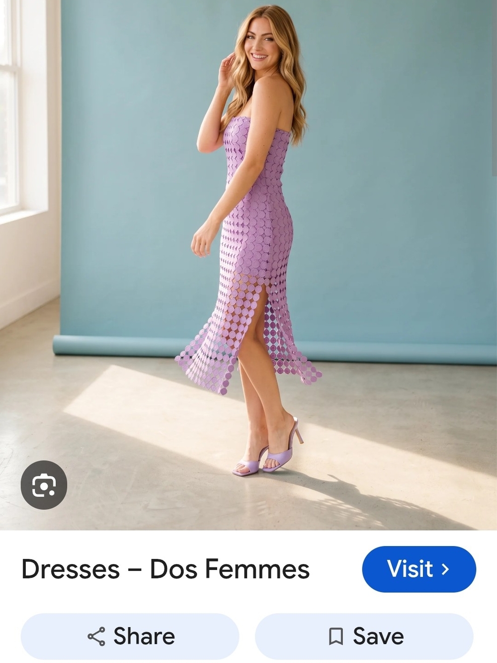 Strapless Lilac Circle-Texture Midi Dress